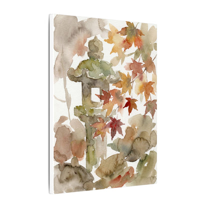 Stone Lantern Watercolor Canvas Art | Earthy Japandi Art
