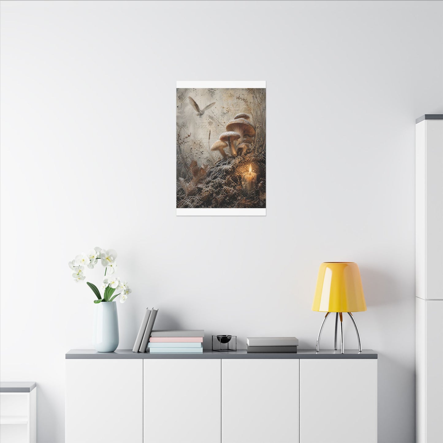 Wild Mushrooms Texture Canvas Art | Elegant Japandi Art