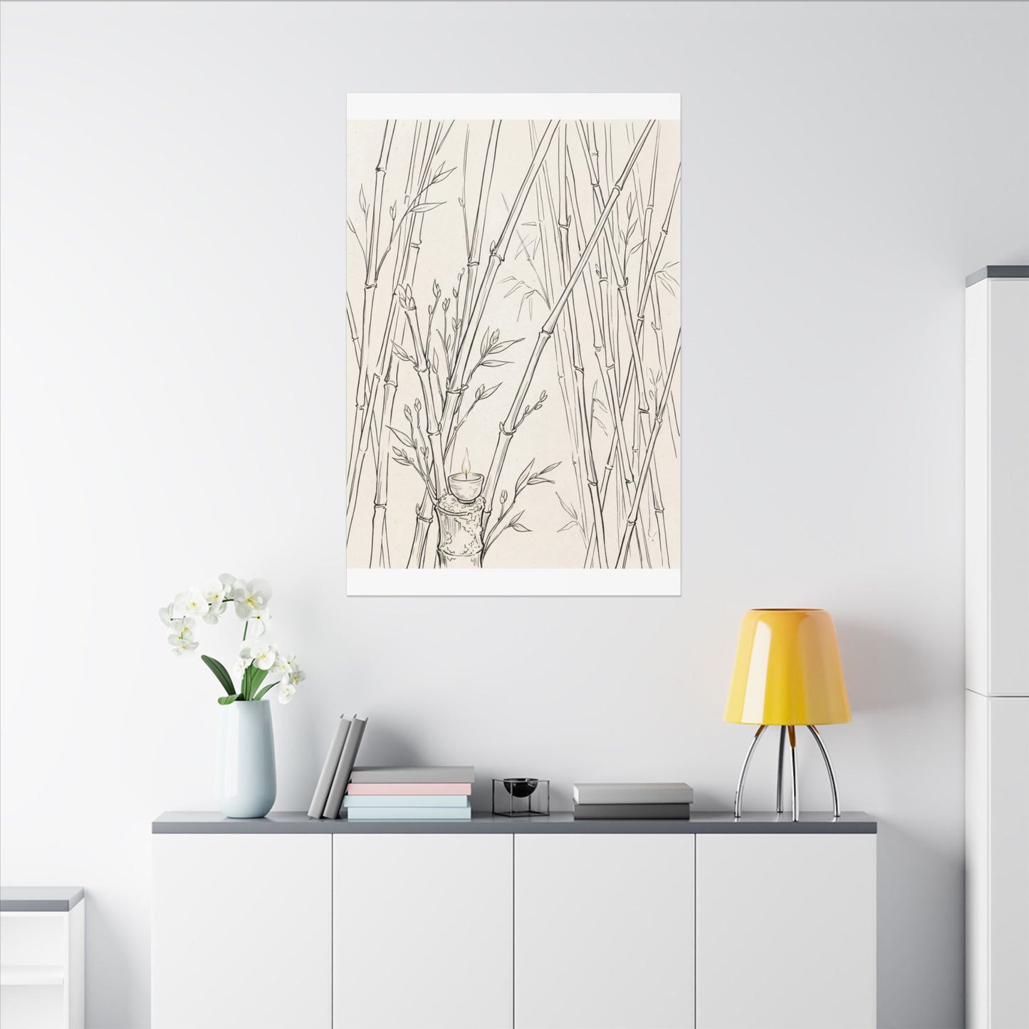Candlelight Bamboo Grove Canvas Art - Japandi Fukinsei
