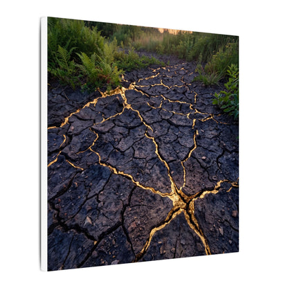 Cracked Earth Canvas Art | Summer Kintsugi Crackle Gold Art