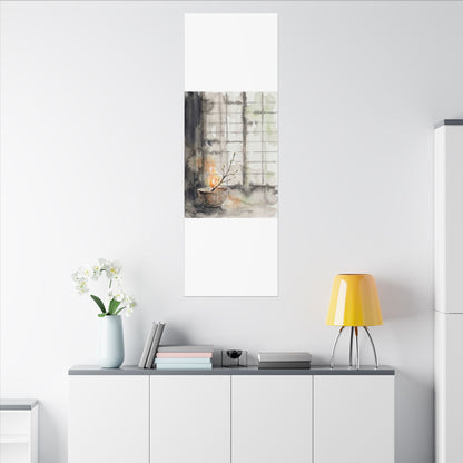 Shoji Screen Canvas Art | Spring Japandi Watercolor Art