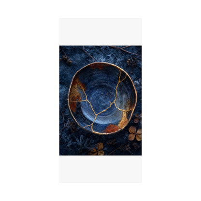 Fukinsei Ceramic Bowl Wall Art Print - Kintsugi Crackle Gold