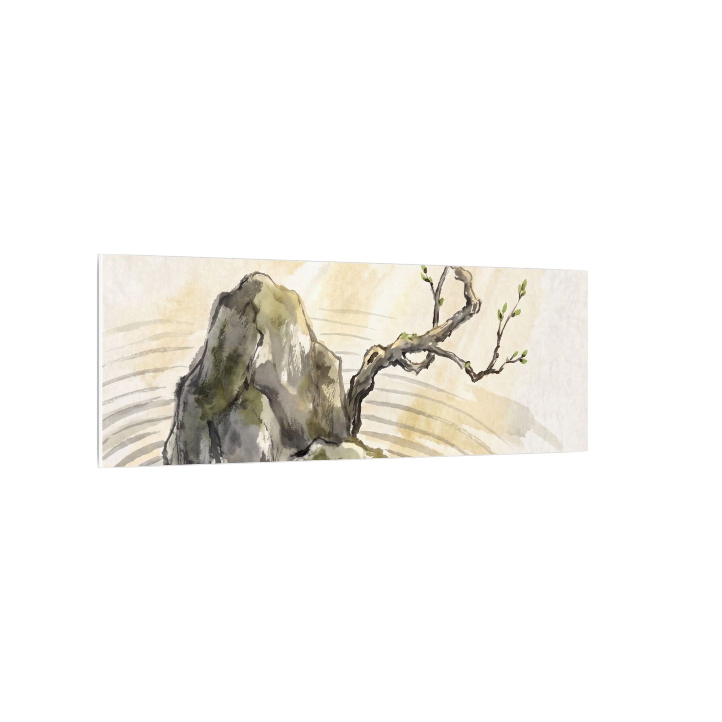 Serene Rock Garden Canvas Art - Sumi E Zen