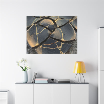 Broken Pottery Winter Canvas Art | Kintsugi Resilient Design
