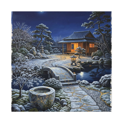 Moonlit Garden Winter Canvas Art | Kintsugi Artful Design