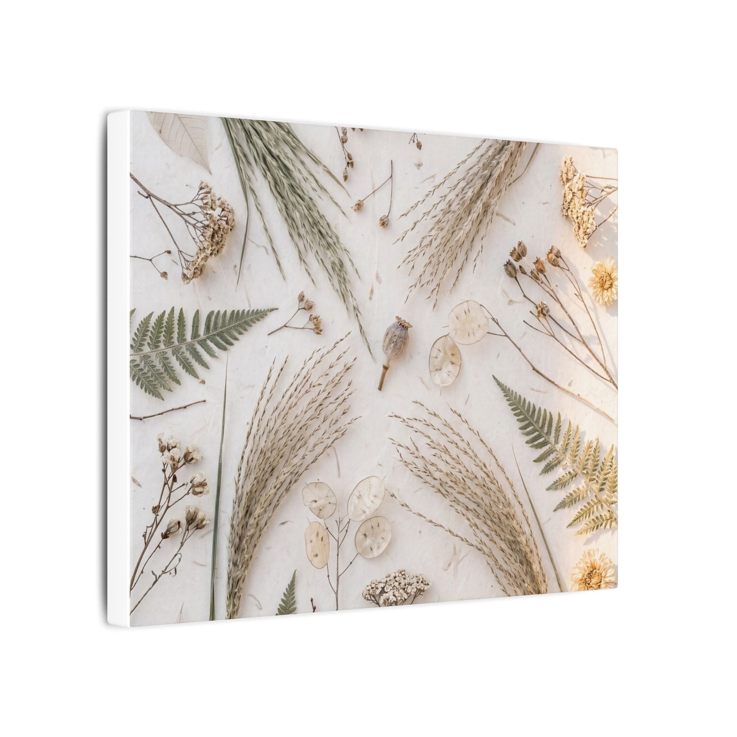 Elegant Dried Flowers Canvas Art - Japanese Pattern Japandi