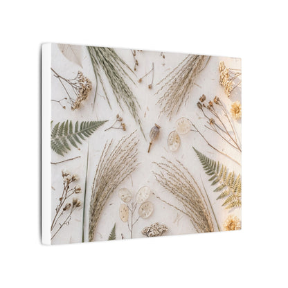 Elegant Dried Flowers Canvas Art - Japanese Pattern Japandi