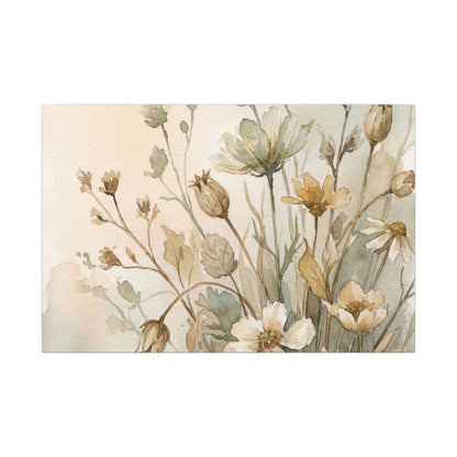 Summer Dried Flowers Watercolor Canvas Art | Elegant Decor