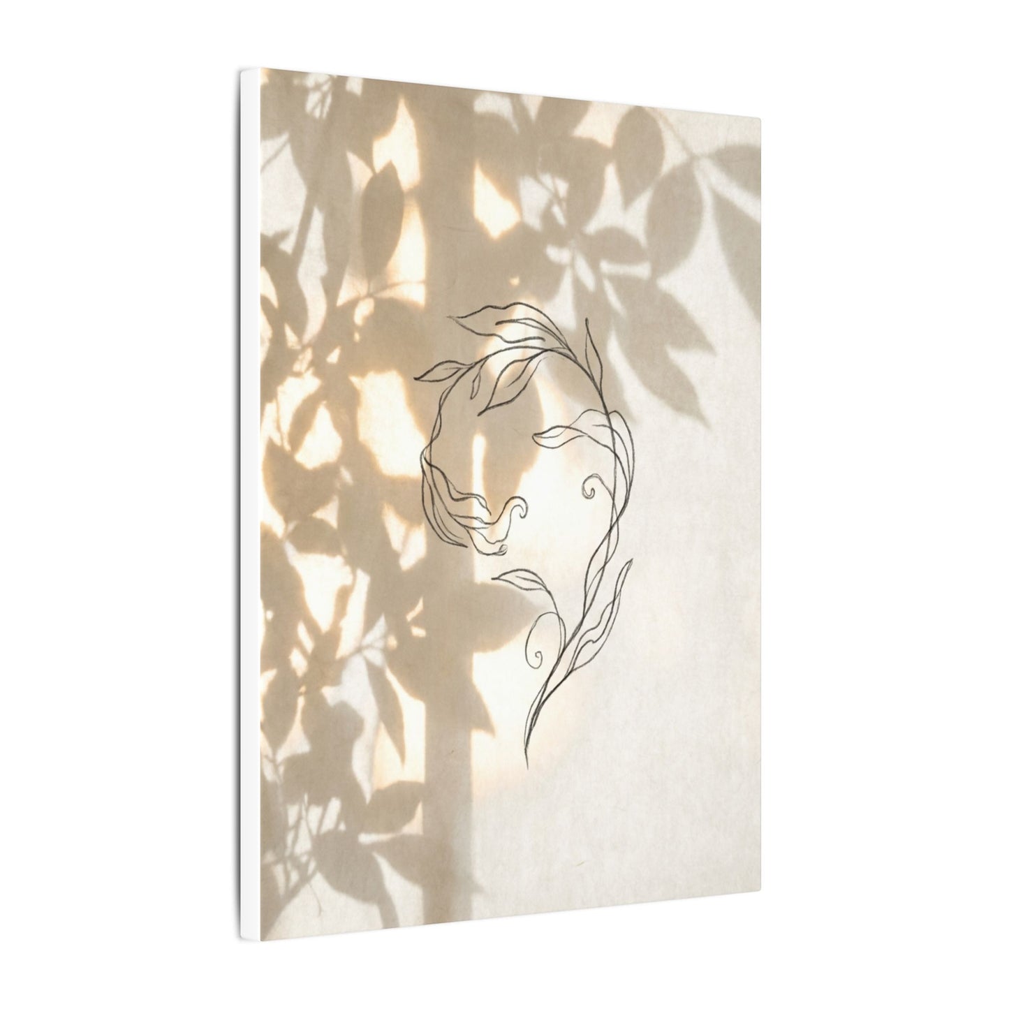 Warm Shoji Screen Canvas Art - Minimal Line Japandi
