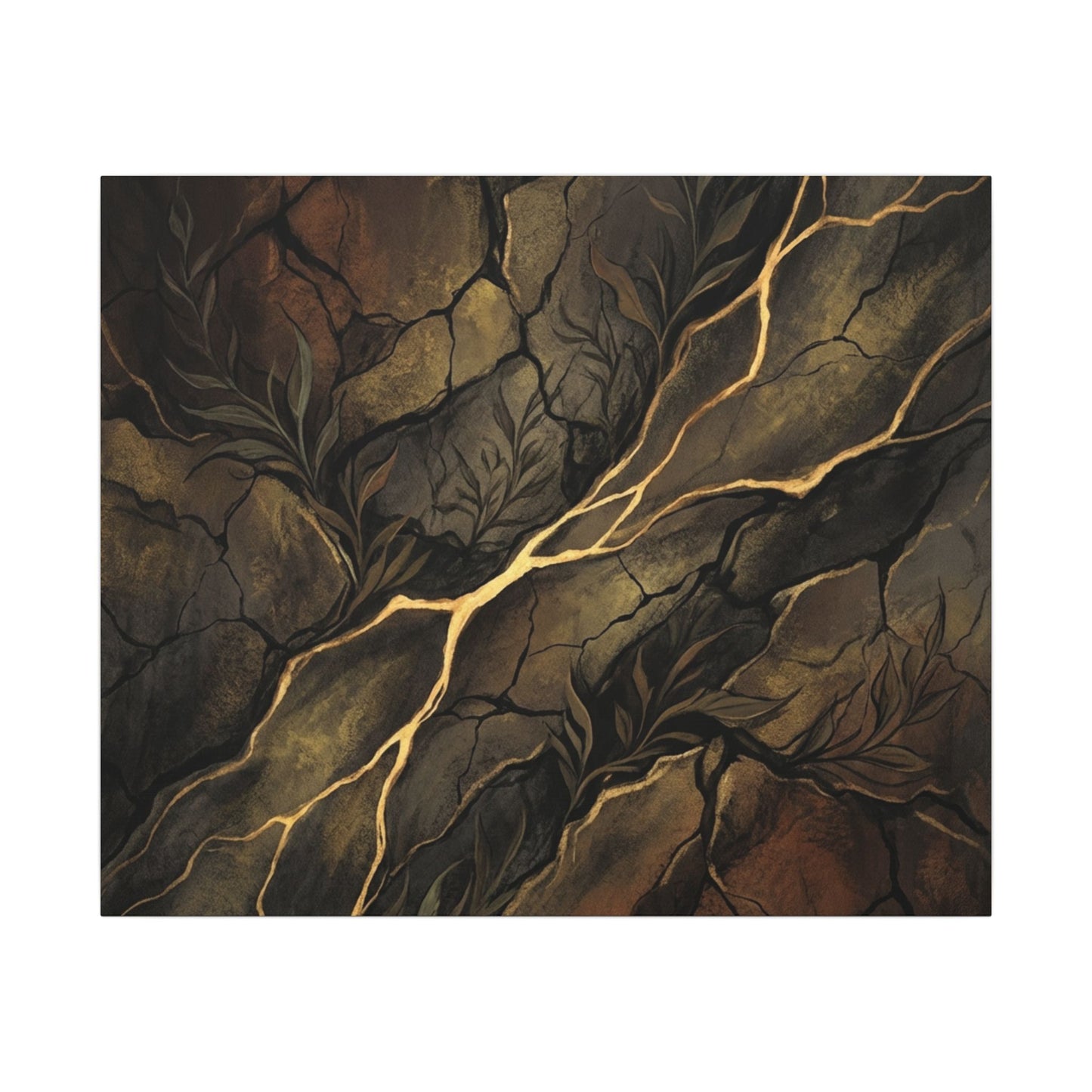 Cracked Earth Charcoal Ink Canvas Art | Bold Dark Japandi Art