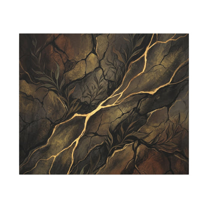 Cracked Earth Charcoal Ink Canvas Art | Bold Dark Japandi Art
