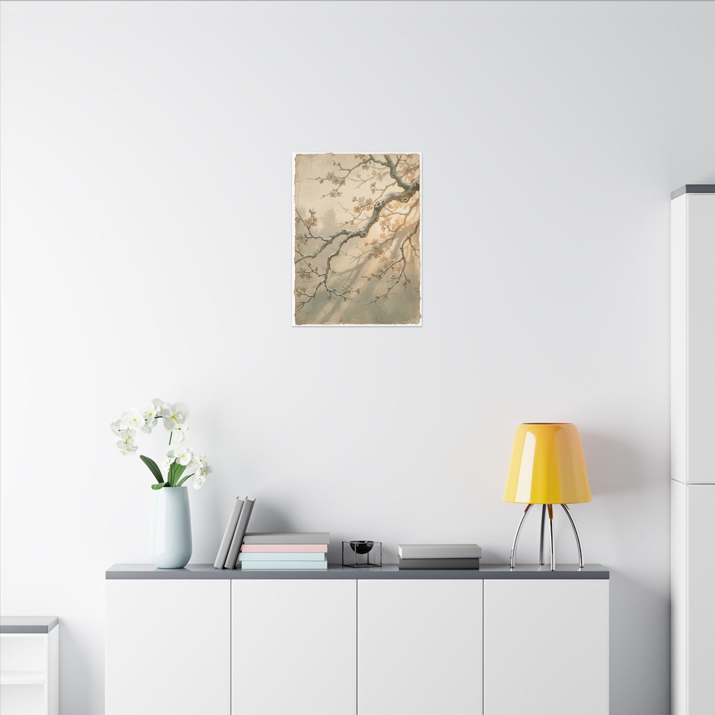 Cherry Blossom Canvas Art | Winter Japandi Japanese Pattern Art