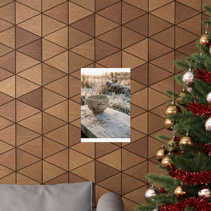 Japandi Ceramic Bowl in Golden Hour | Japanese Pattern Wall Art Print