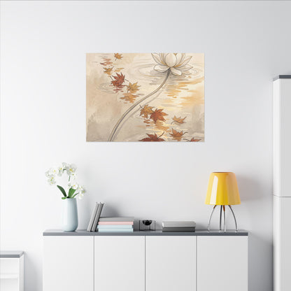 Lotus Flower Canvas Art | Autumn Japandi Minimal Line Art