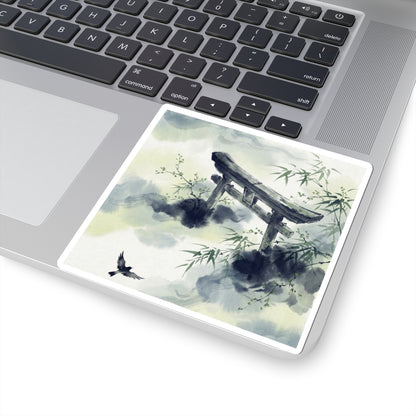 Spring Torii Gate Sumi E Sticker | Contemplative Decor