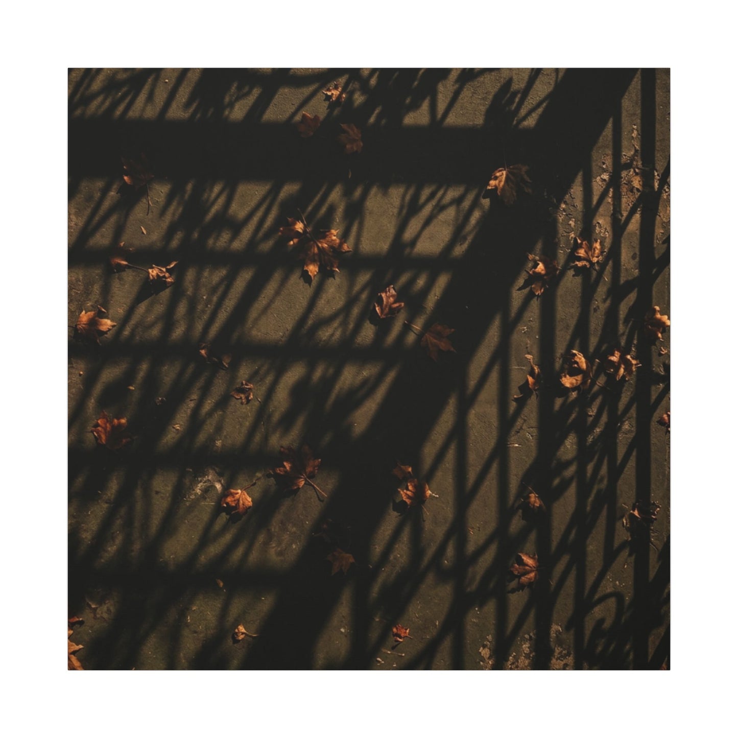 Dark Japandi Shadow Play in Golden Hour | Moody Minimal Canvas Art