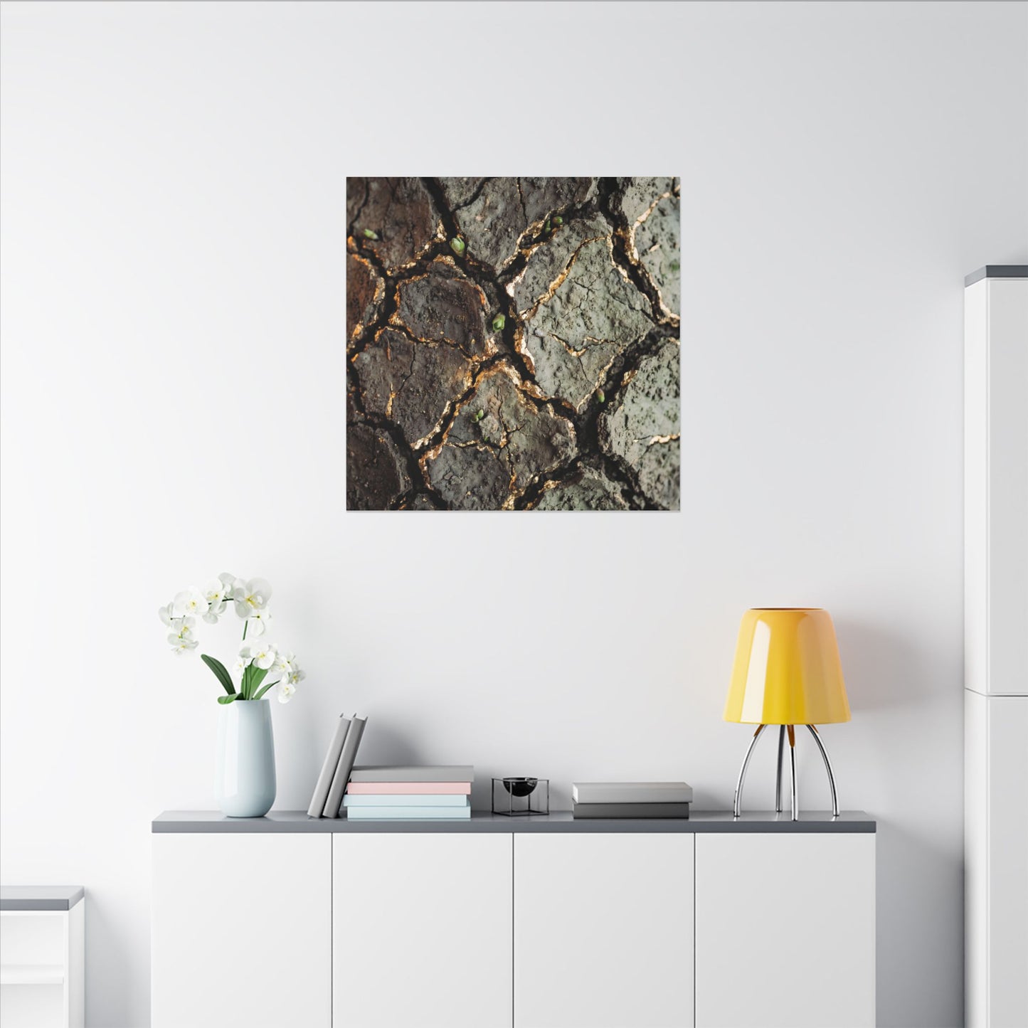Earthy Cracked Earth Canvas Art - Japanese Pattern Japandi