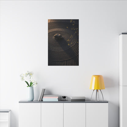 Rock Garden Shadow Zen Canvas Art | Bold Dark Japandi Art