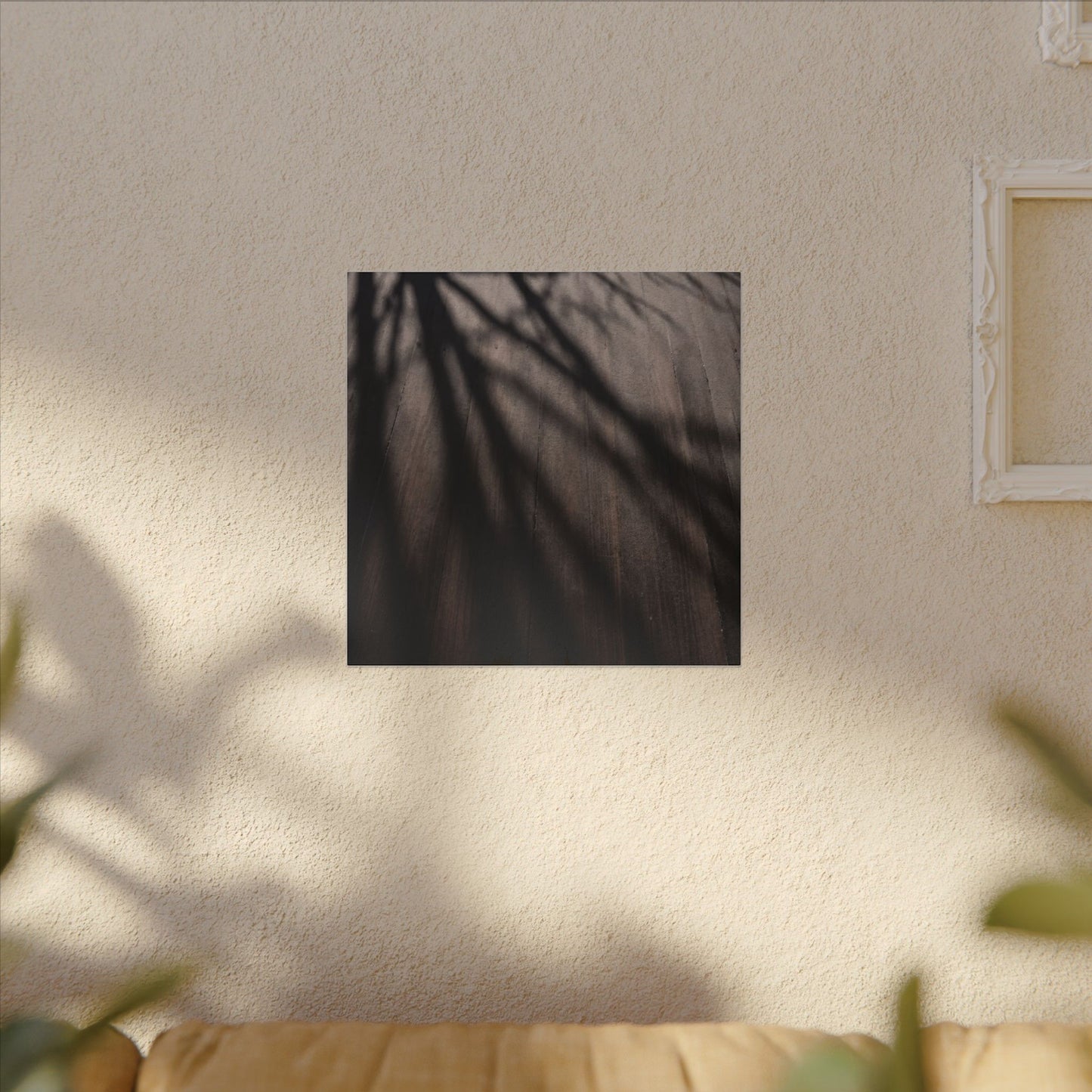Dark Japandi Shadow Play in Dawn | Moody Minimal Canvas Art