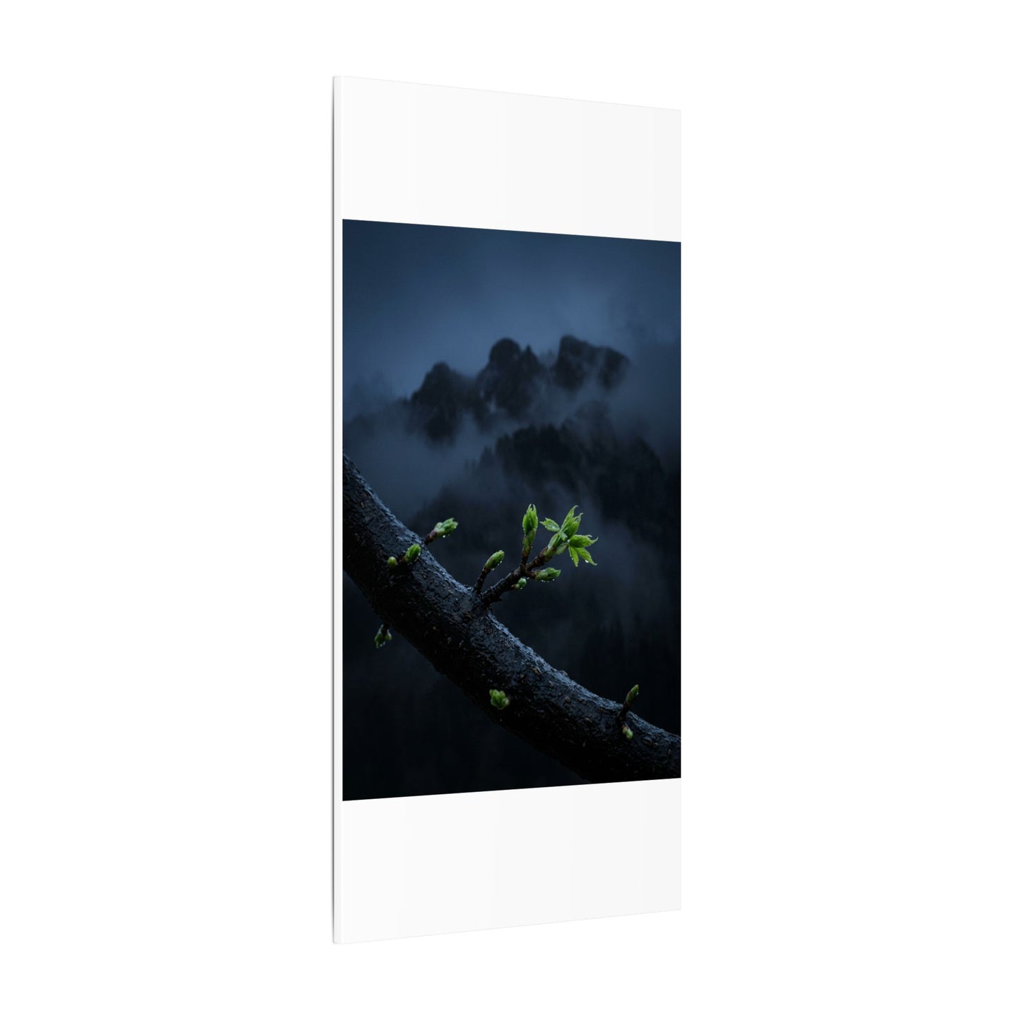Moonlight Mountain Mist Canvas Art - Dark Japandi Kanso