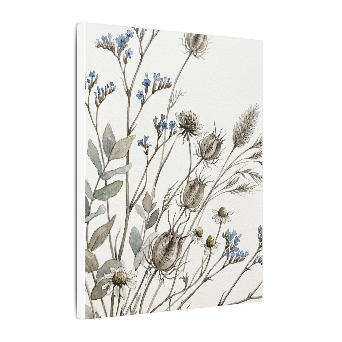 Dried Flowers Canvas Art | Summer Japandi Watercolor Art