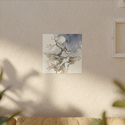 Moonlight Pine Tree Canvas Art - Japandi Ma