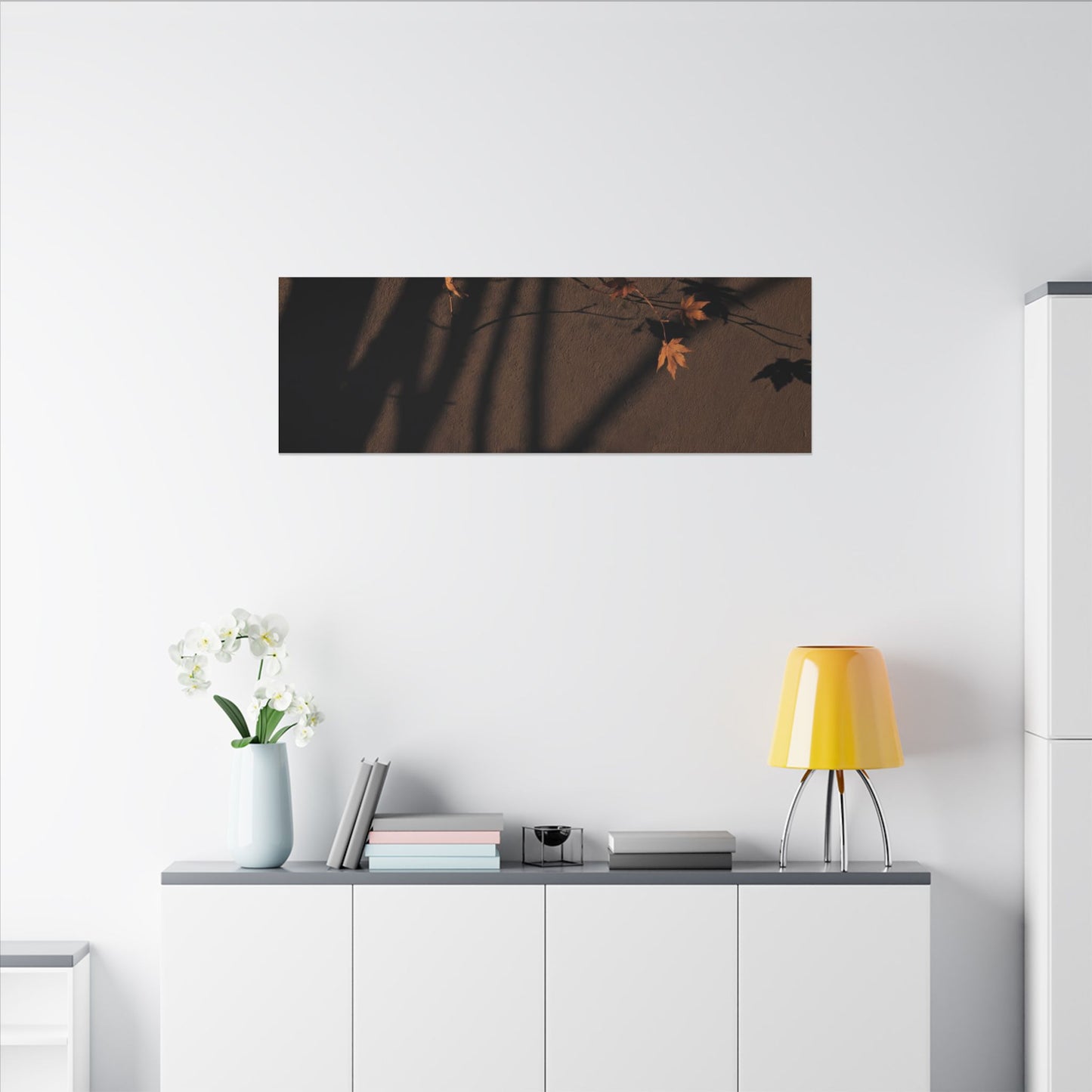 Shadow Play Autumn Canvas Art | Dark Japandi Luxurious Design