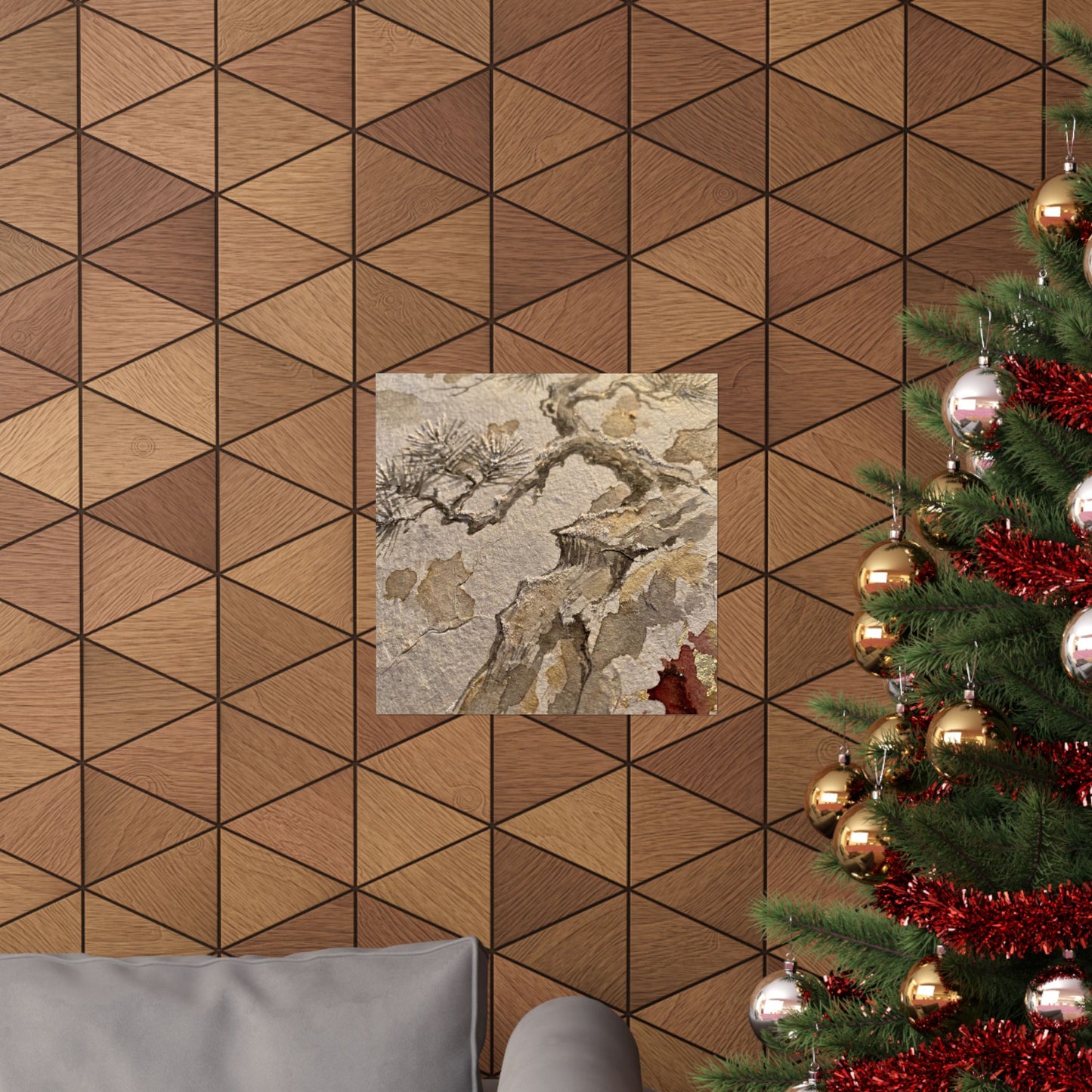 Pine Tree Winter Wall Art Print | Japandi Elegant Design