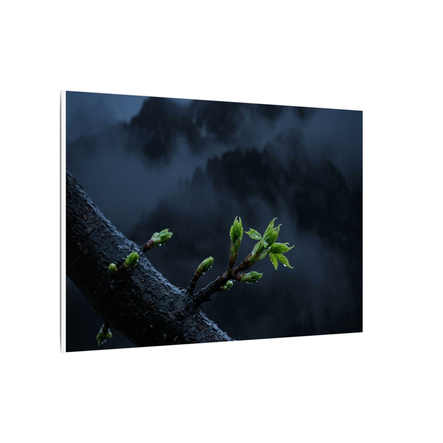 Moonlight Mountain Mist Canvas Art - Dark Japandi Kanso