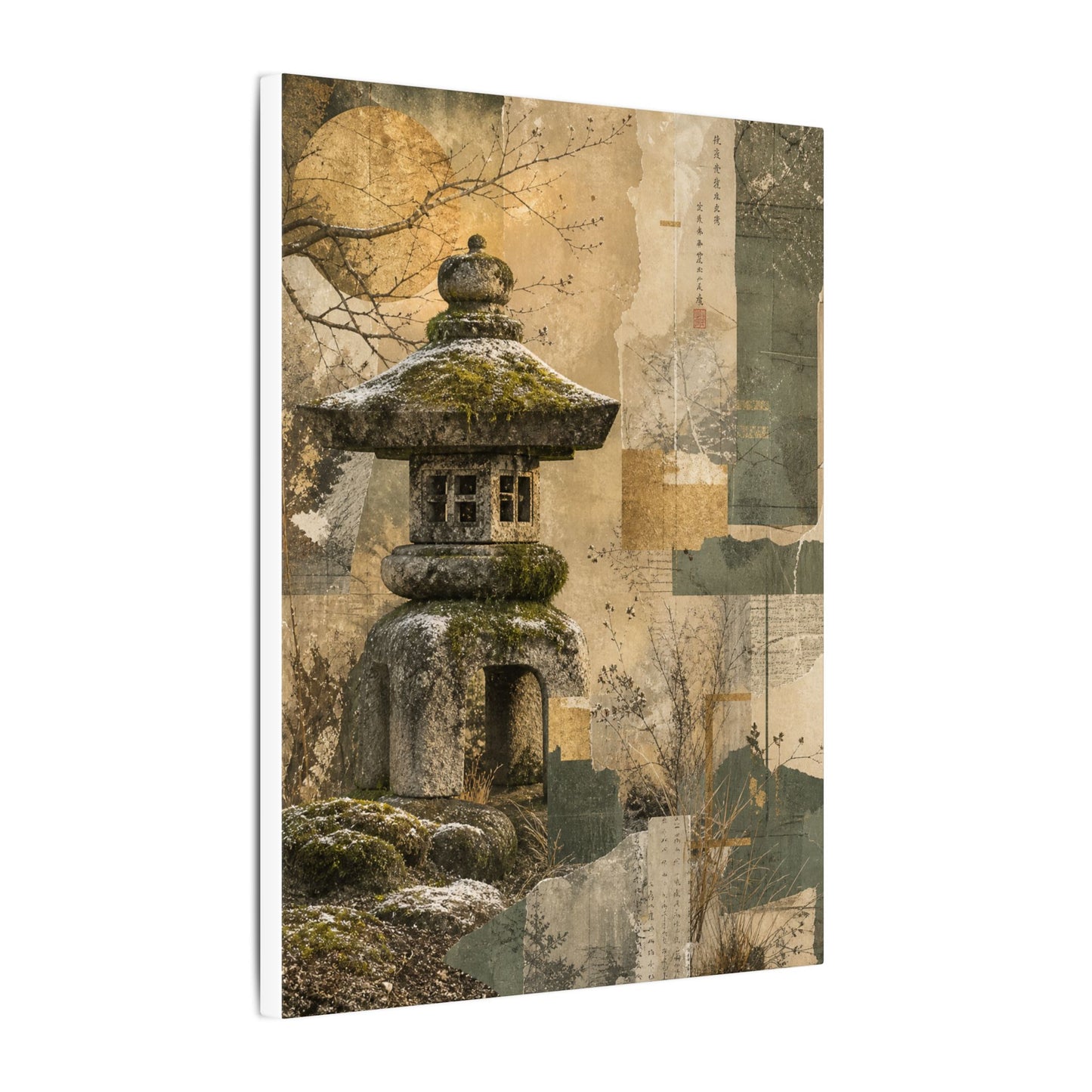 Elegant Stone Lantern Canvas Art - Texture Japandi
