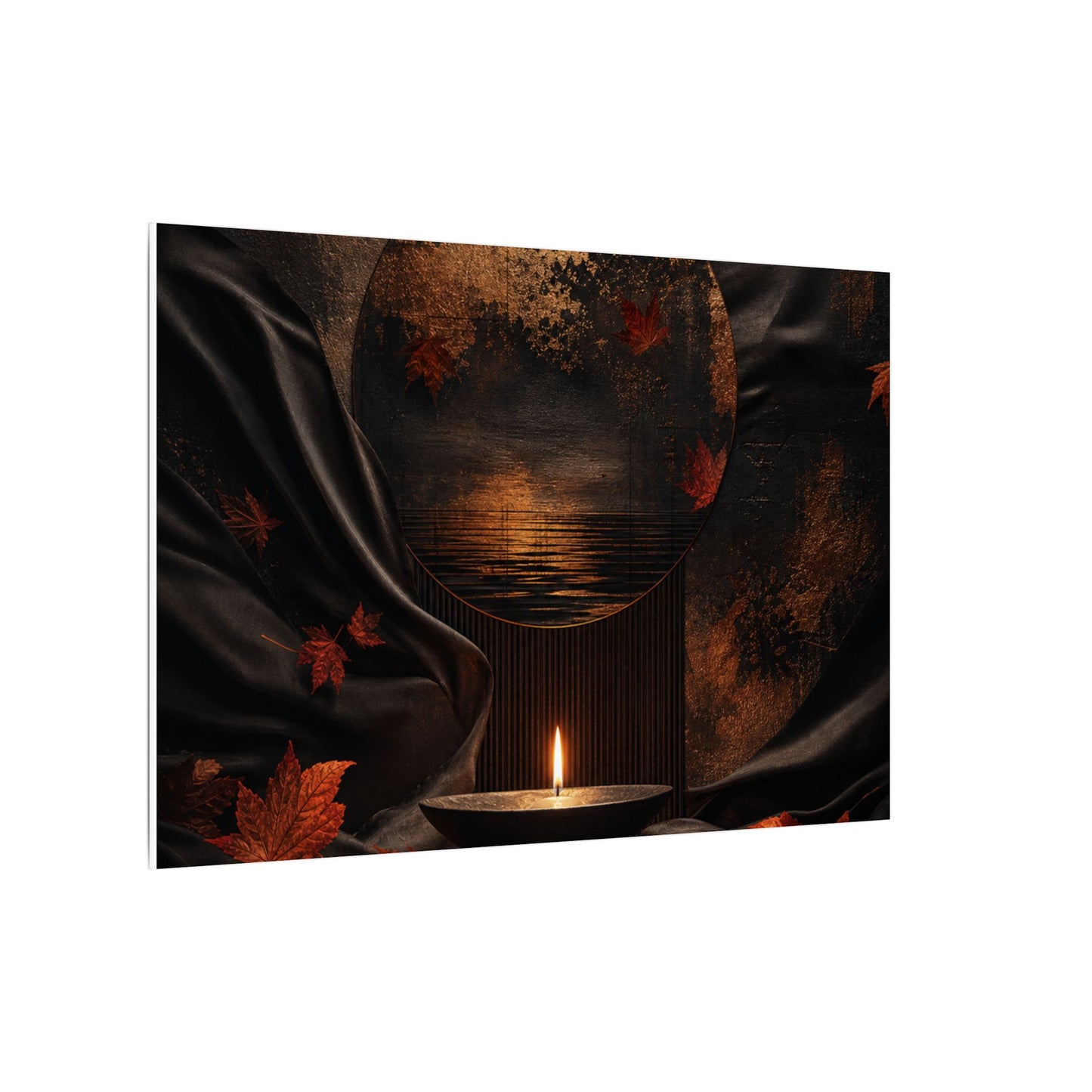 Silk Drape Autumn Canvas Art | Dark Japandi Moody Design