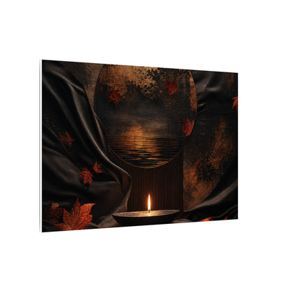 Silk Drape Autumn Canvas Art | Dark Japandi Moody Design