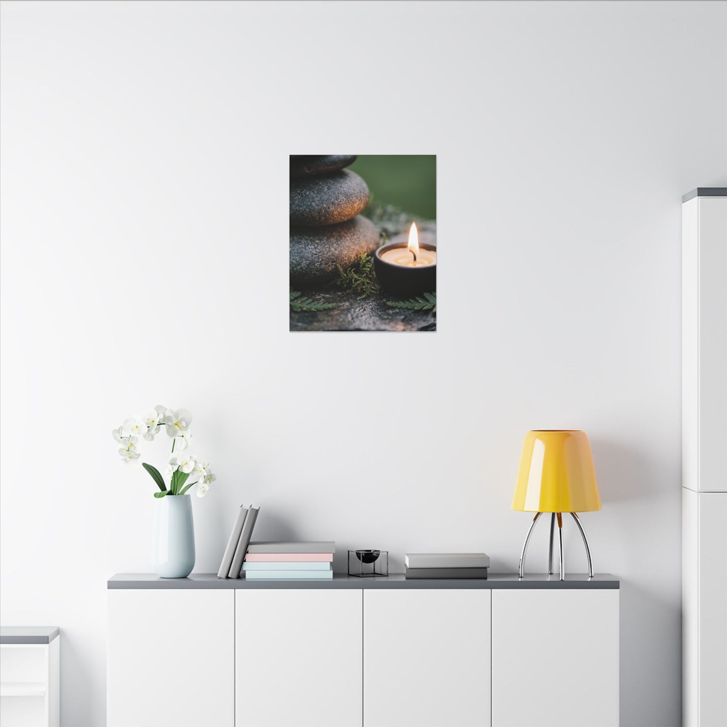 Warm River Stones Canvas Art - Japanese Pattern Japandi