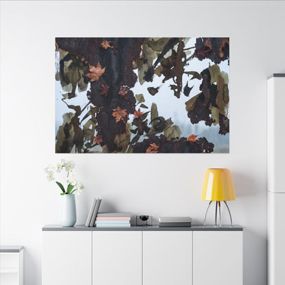 Rust Patina Charcoal Ink Canvas Art | Sophisticated Dark Japandi Art