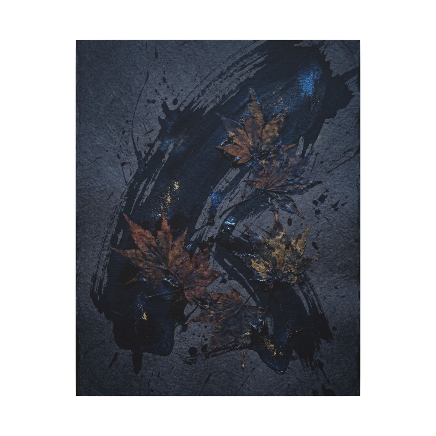 Sophisticated Ink Brushstroke Canvas Art - Dark Texture Dark Japandi