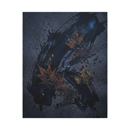 Sophisticated Ink Brushstroke Canvas Art - Dark Texture Dark Japandi