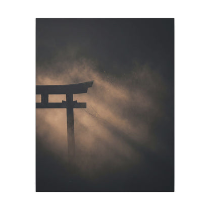 Torii Gate Shadow Zen Canvas Art | Bold Dark Japandi Art
