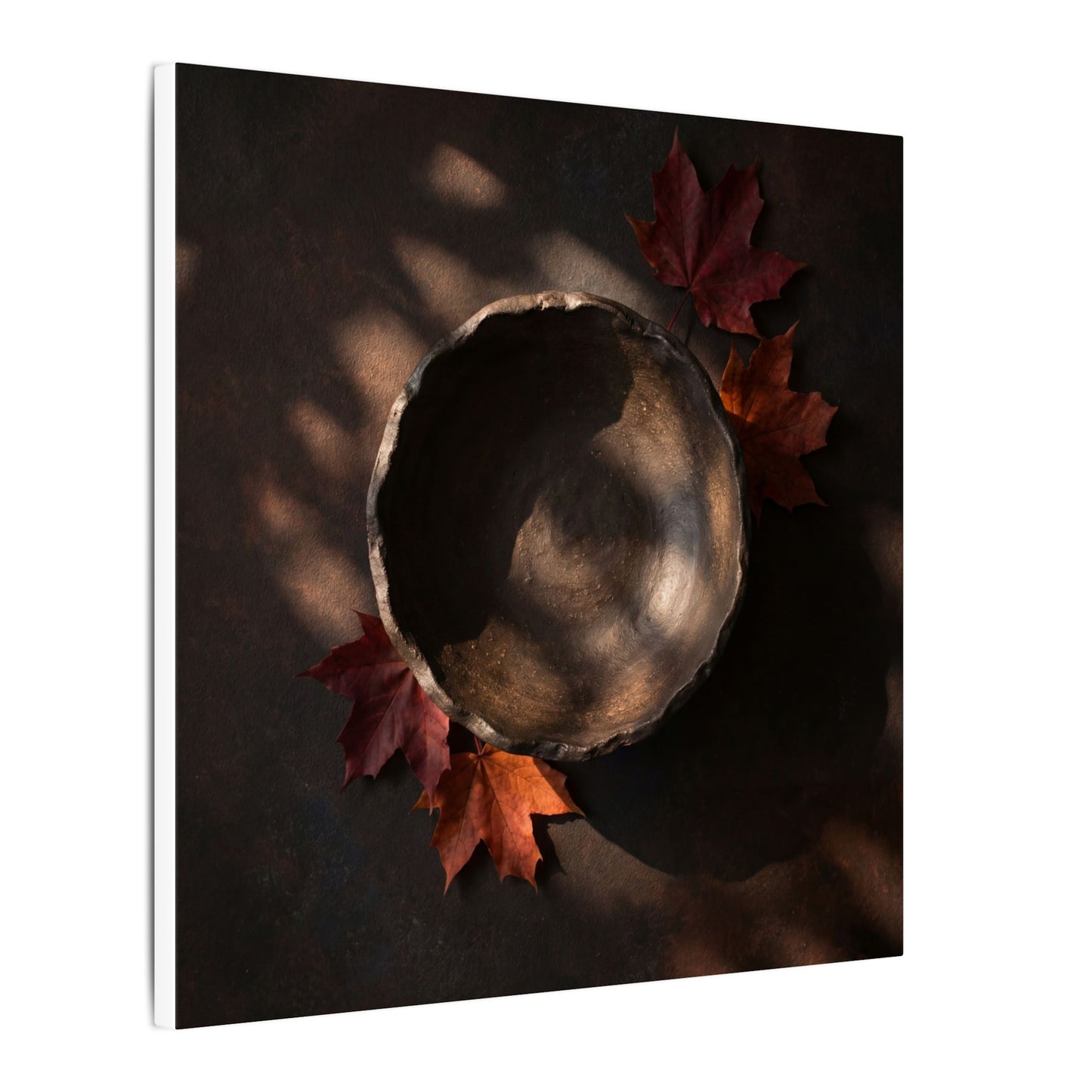 Ceramic Bowl Canvas Art | Autumn Dark Japandi Dark Texture Art