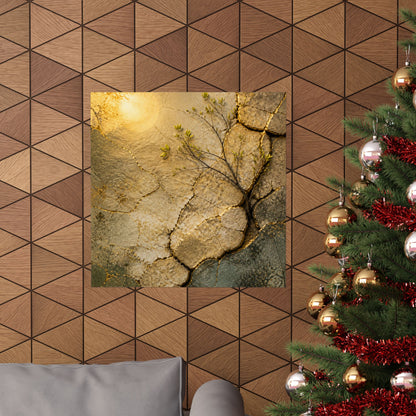Cracked Earth Texture Wall Art Print | Earthy Japandi Art