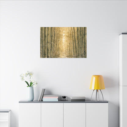 Bamboo Grove Winter Canvas Art | Japandi Elegant Design
