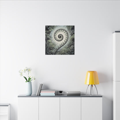 Zen Fern Unfurling in Dawn | Ukiyo E Inspired Canvas Art