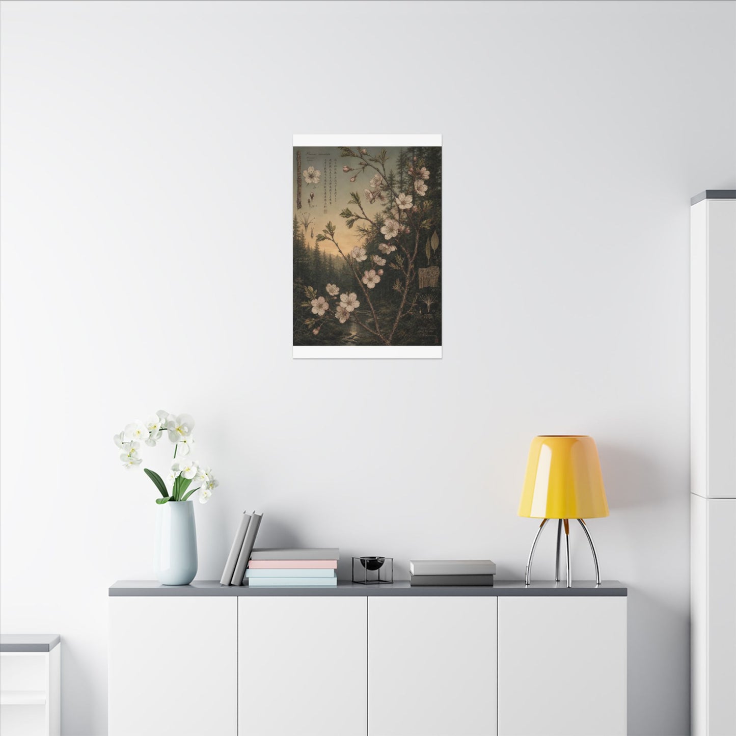 Spring Cherry Blossom Herbarium Canvas Art | Nostalgic Decor
