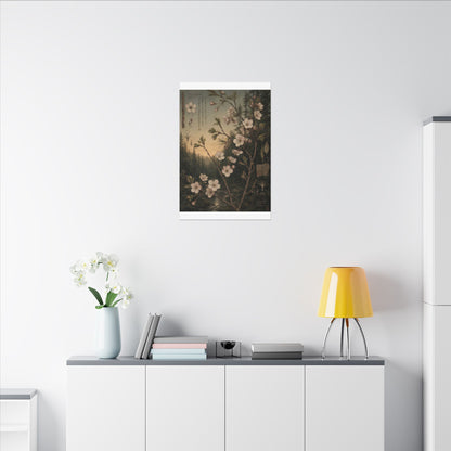 Spring Cherry Blossom Herbarium Canvas Art | Nostalgic Decor