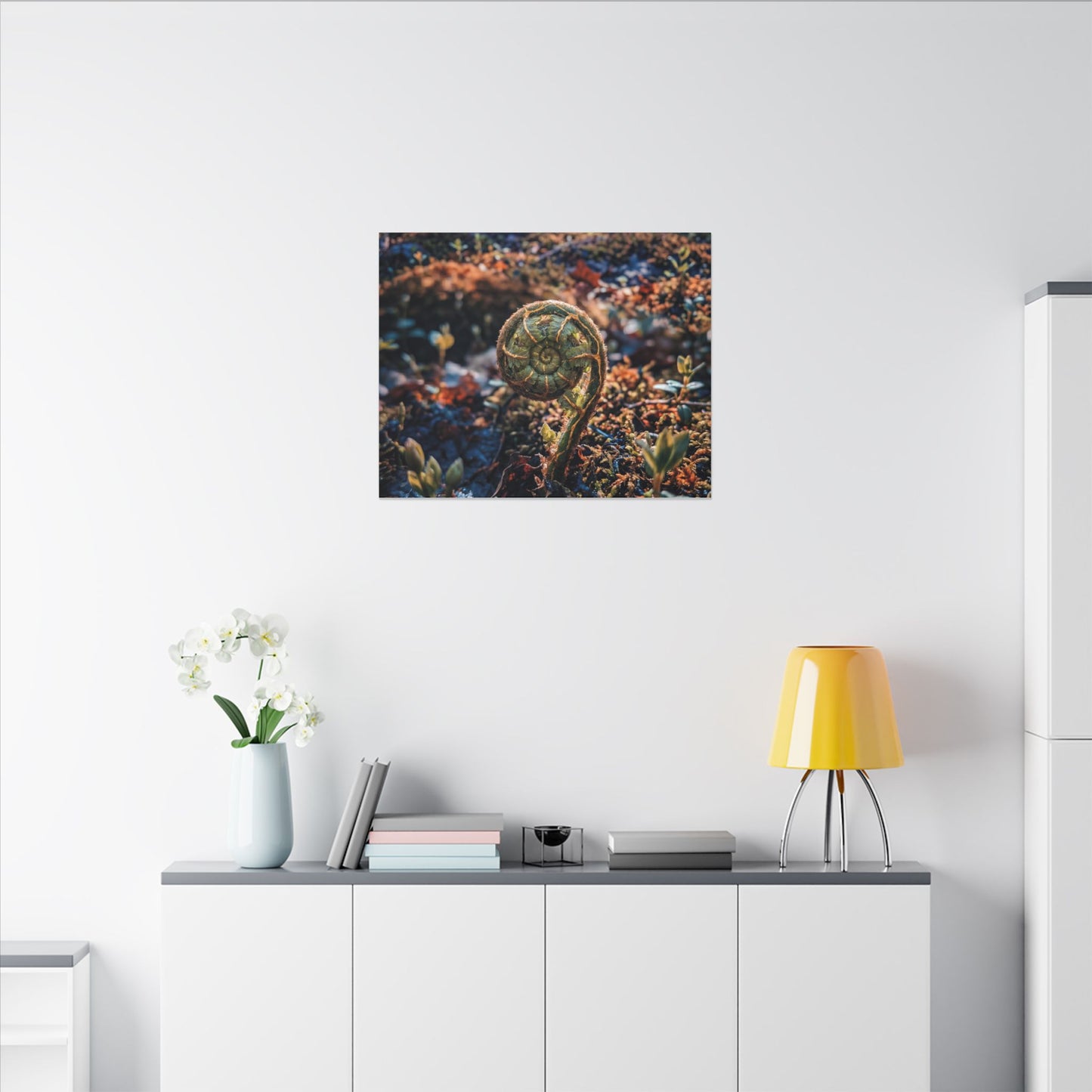 Kintsugi Fern Unfurling in Dappled | Gold Vein Canvas Art