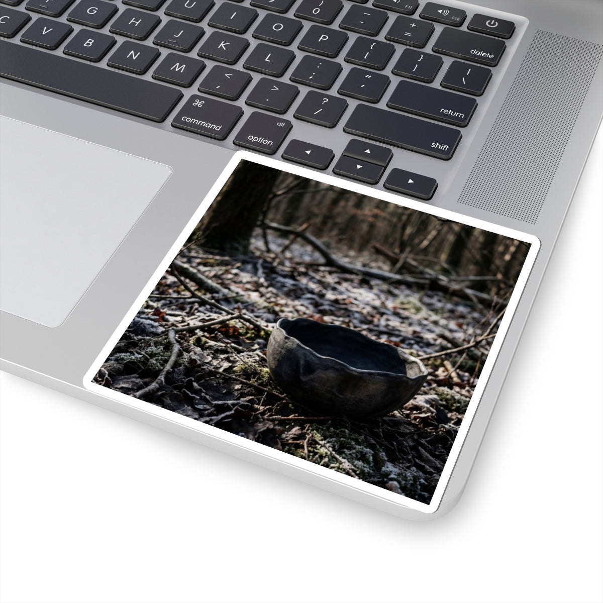 Ceramic Bowl Shadow Zen Sticker | Atmospheric Dark Japandi Art Art Print