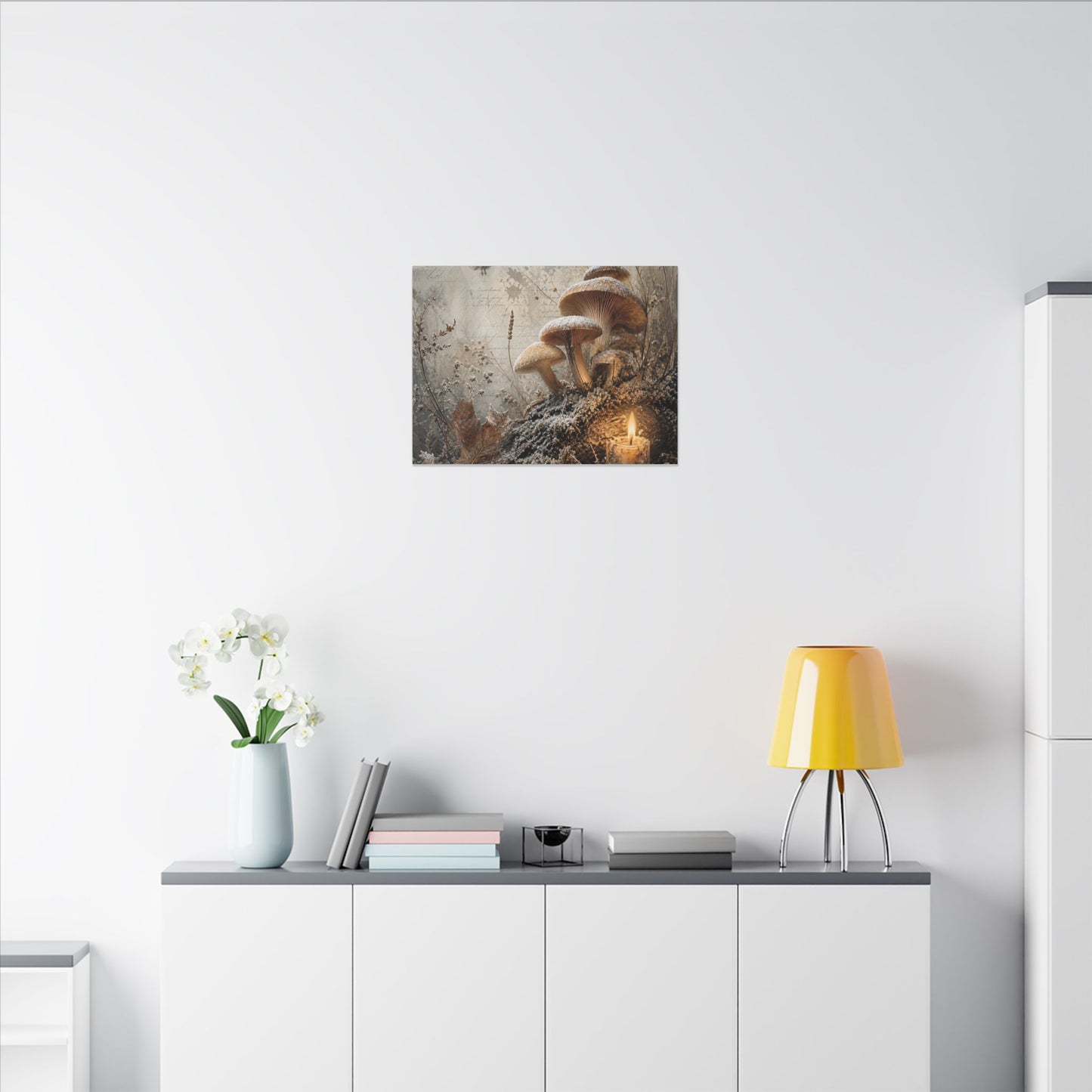 Wild Mushrooms Texture Canvas Art | Elegant Japandi Art