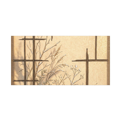 Shoji Screen Canvas Art | Winter Japandi Minimal Line Art