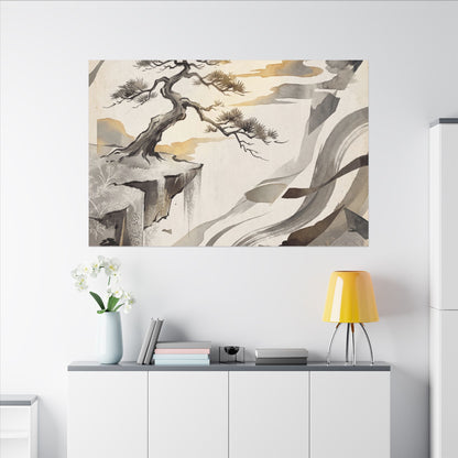 Golden Hour Pine Tree Canvas Art - Japandi Seijaku