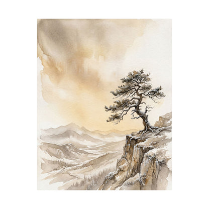 Ma Pine Tree Wall Art Print - Japandi Watercolor
