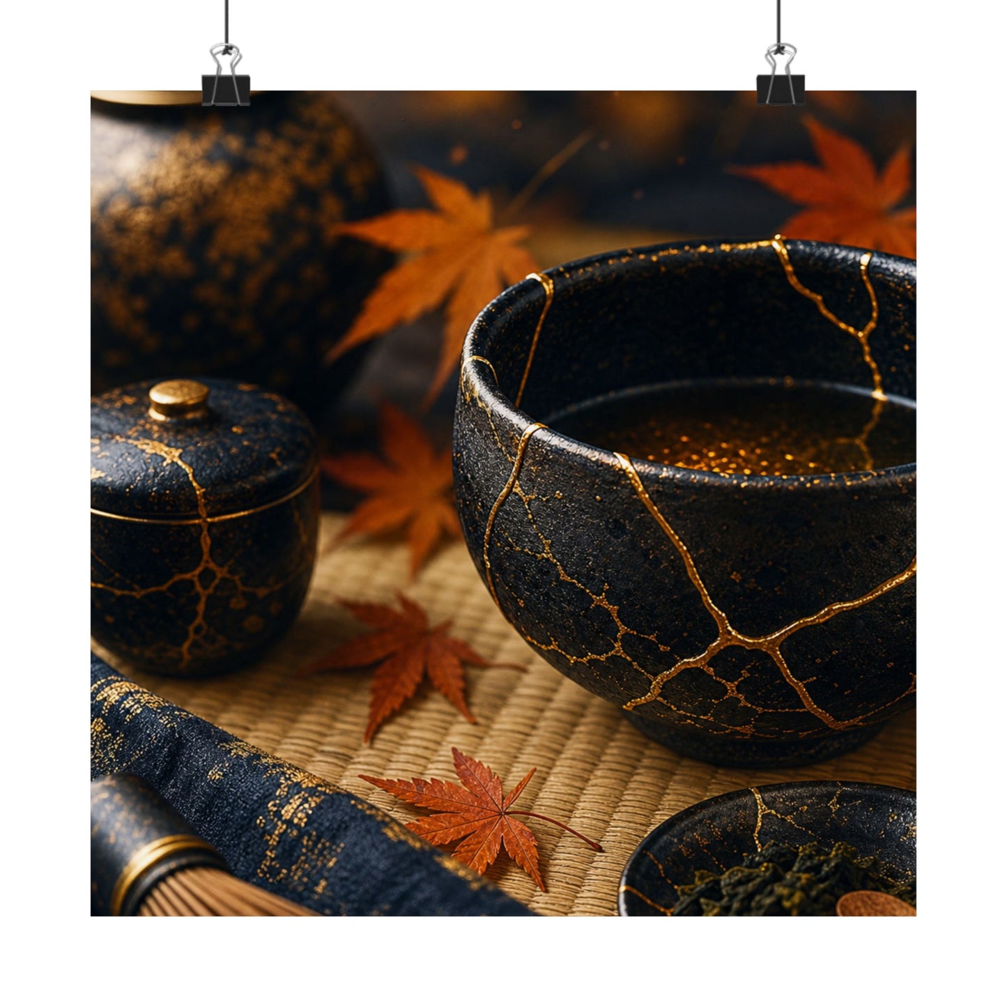 Tea Ceremony Gold Repair Wall Art Print | Healing Kintsugi Art